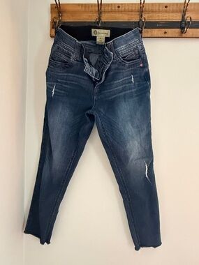 Democracy Women's Dark Blue Skinny Jeans with Distress